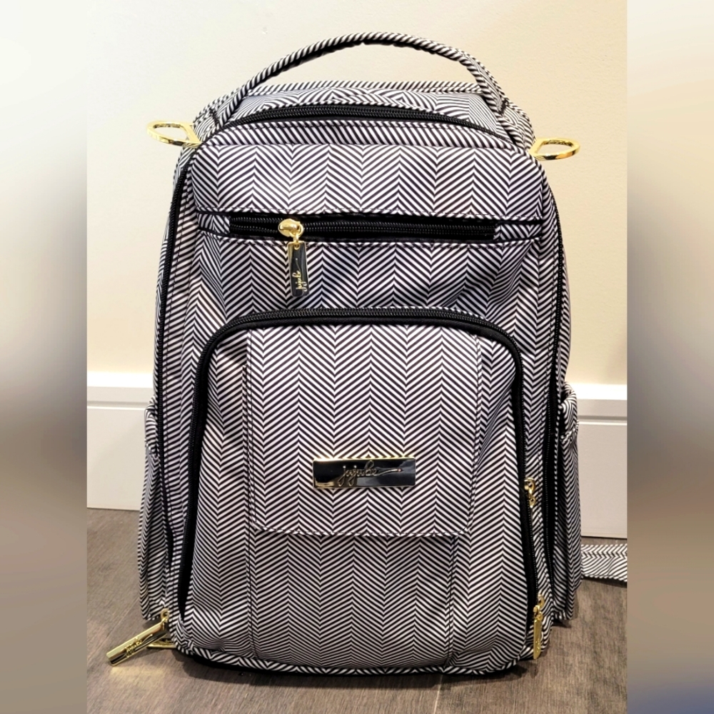 Jujube Diaper Bag Backpack + Bottle Holder Combo - Black & White